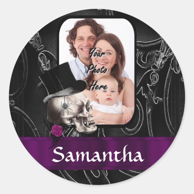 Sticker Rond Crâne gothique de tatouage (Devant)