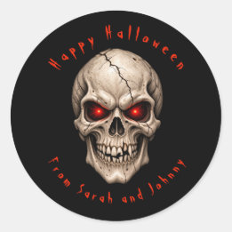 Sticker Rond Crâne gothique personnalisé Joyeux Halloween