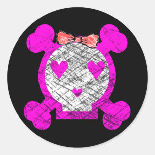 STICKER ROND CRÂNE GRUNGE DE FILLE DU STYLE EMO