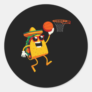 Sticker Rond Crâne jouant au taco pour la célébration de Cinco