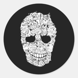 Sticker Rond Crâne Kitty Skeleton Costume d'Halloween Scandale