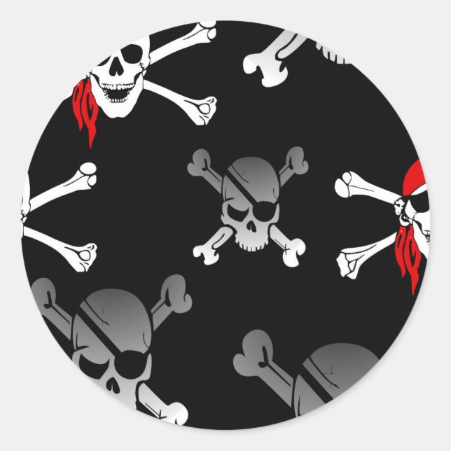 Sticker Rond crâne n os Parti Pirate (Devant)