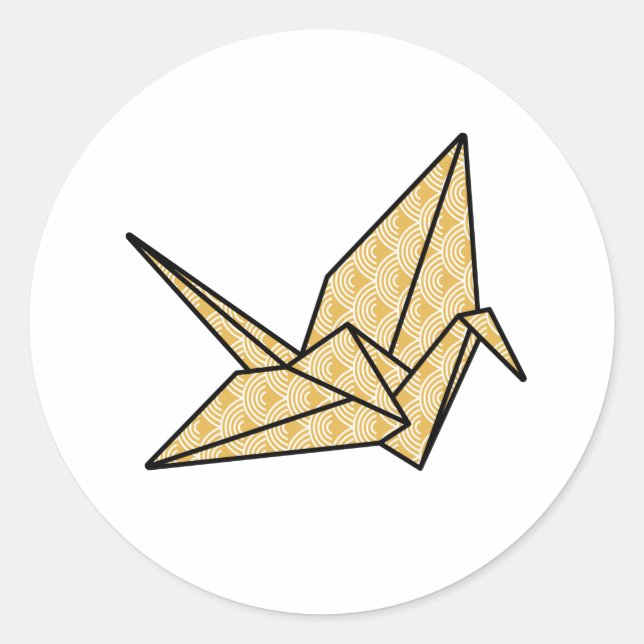 Sticker Rond Crane Origami (Devant)