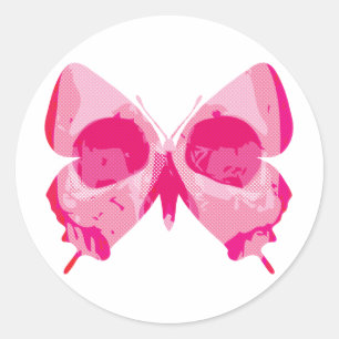 Sticker Rond Crâne papillon