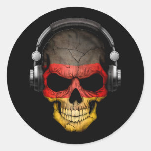 Sticker Rond Crâne personnalisable du DJ d'Allemand avec des