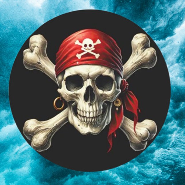 Sticker Rond crâne pirate (Show your bold style with our Pirate Skull Classic Round Sticker.)