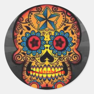 Sticker Rond Crâne psychodelique, www.sk8rzlyf.com