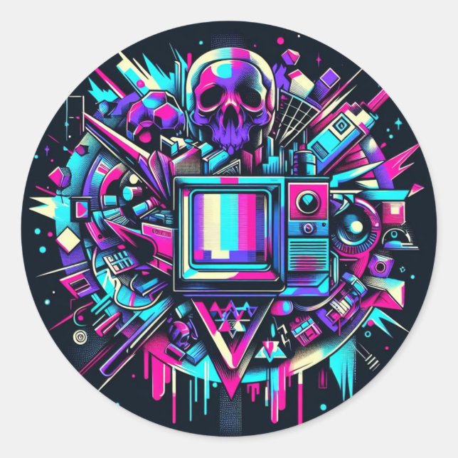 Sticker Rond Crâne rayé - SMPTE (Devant)