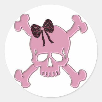 Sticker Rond Crâne rose