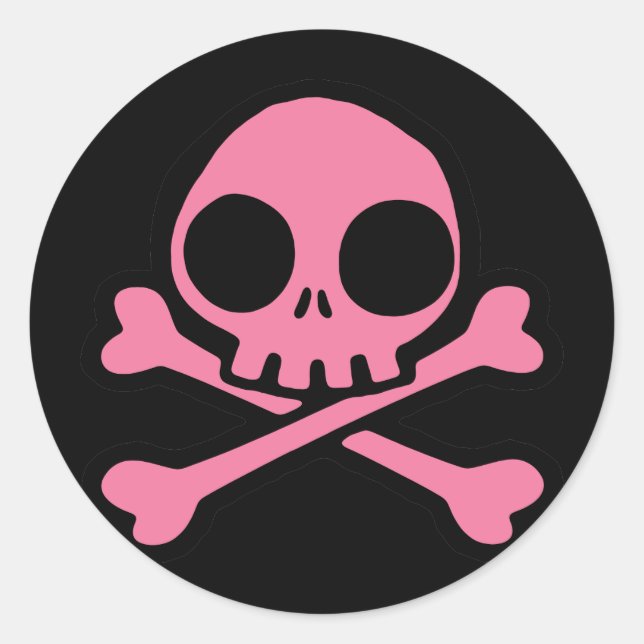 Sticker Rond Crâne rose mou (Devant)