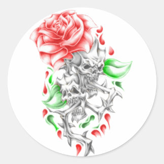 Sticker Rond crâne rose tribal