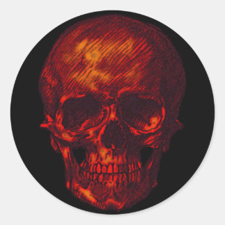 Sticker Rond Crâne rouge