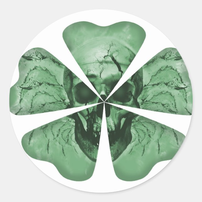 Sticker Rond Crâne shamrock (Devant)