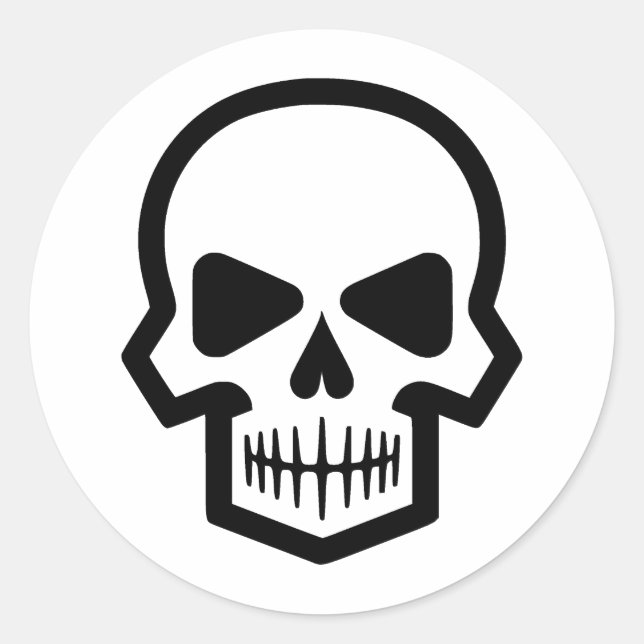 Sticker Rond Crâne simple | Élégance en noir et blanc (Devant)