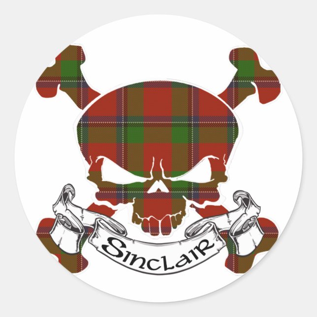 Sticker Rond Crâne Sinclair Tartan (Devant)