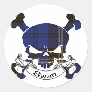Sticker Rond Crâne Tartan de cygne