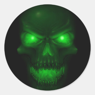 Sticker Rond Crâne vert brillant