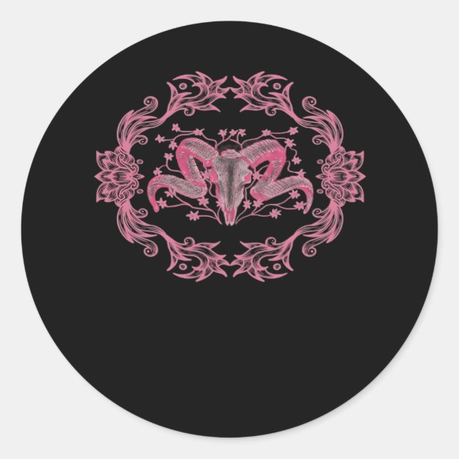 Sticker Rond Crâne Whimsigoth esthétique (Devant)
