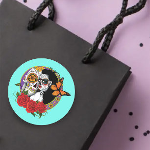 Sticker Rond Crânes à sucre Art Nouveau
