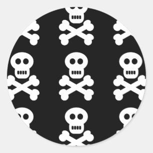 Sticker Rond Crânes blancs