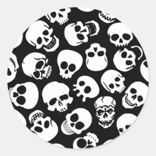 Sticker Rond Crânes dans le motif noir d'arrière - plan