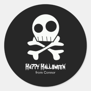 Sticker Rond Crânes et enfants Halloween d'os