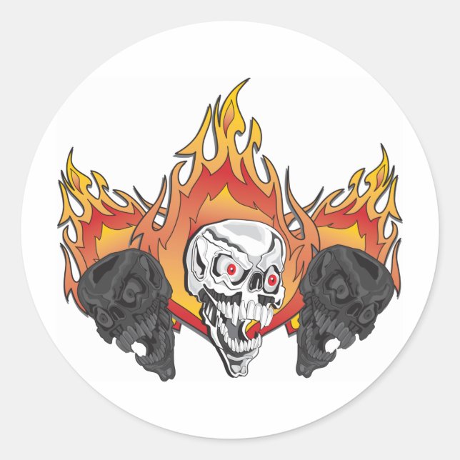 Sticker Rond Crânes flamboyants (Devant)