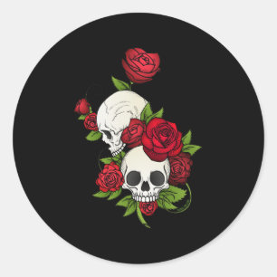 Sticker Rond Crânes Roses Día de Muertos