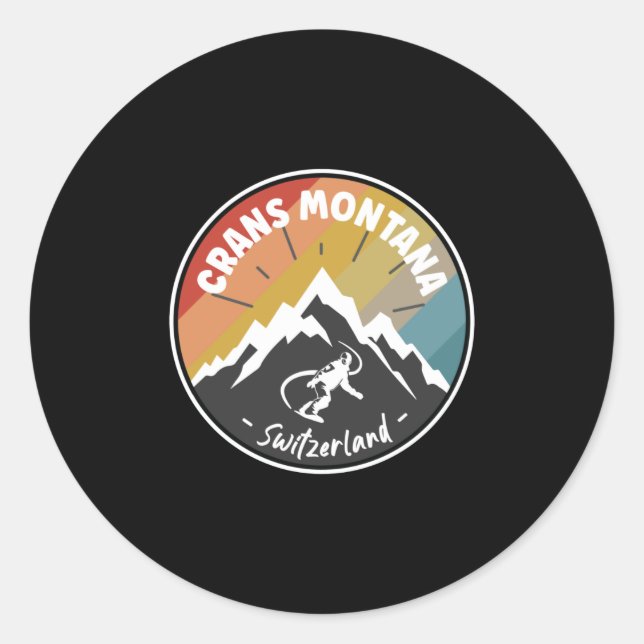 Sticker Rond Crans de snowboard Montana Suisse (Devant)