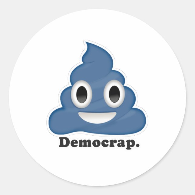 Sticker Rond Crap Démocrate Caca Bleu - (Devant)