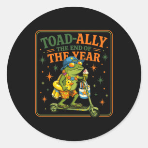 Sticker Rond Crapaud-ally La Fin De L'année Drôle École Grenoui