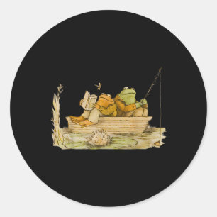 Sticker Rond Crapaud Grenouille Pêche Livre Clic Vintage Grenou