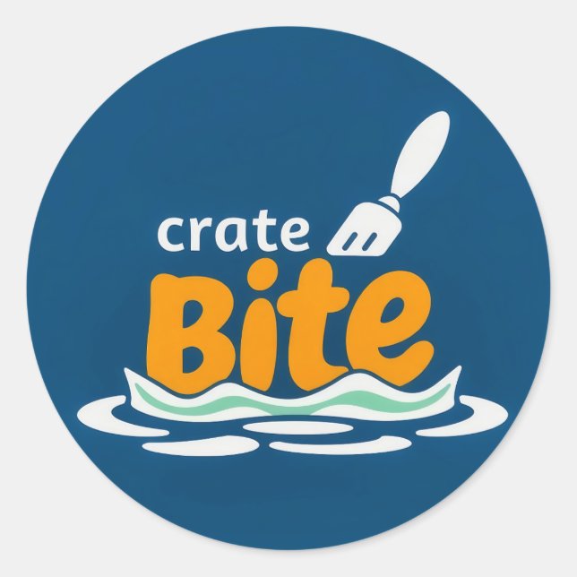 Sticker Rond CrateBite : Plongez dans la Fraîcheur (Devant)
