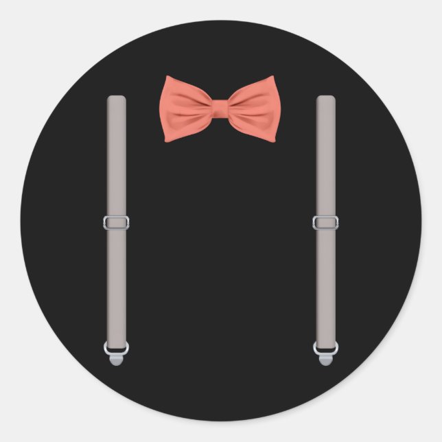 Sticker Rond Cravate Bow Avec Suspendants Mariage Et Occasi Spé (Devant)