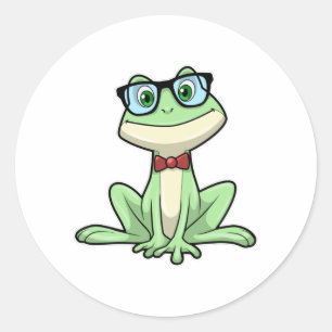 Sticker Rond Cravate de lunettes pour étudiants Nerd grenouille