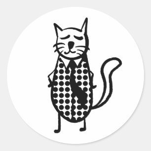 Sticker Rond Cravate de port de chat