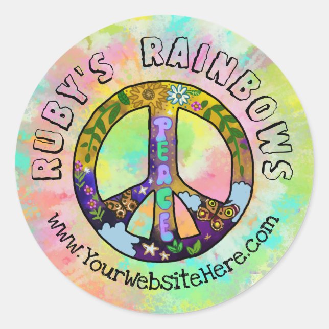 Sticker Rond Cravate-Dye Art et Bohemian Appreal Business (Devant)