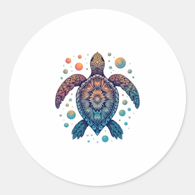 Sticker Rond Cravate Hawaiian Sea Turtle-Dye Hawaii Vacances Pl (Devant)