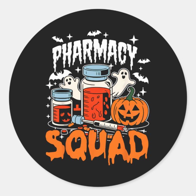 Sticker Rond Cravate Pills Pharmad Squad Pharmacist Technicien  (Devant)