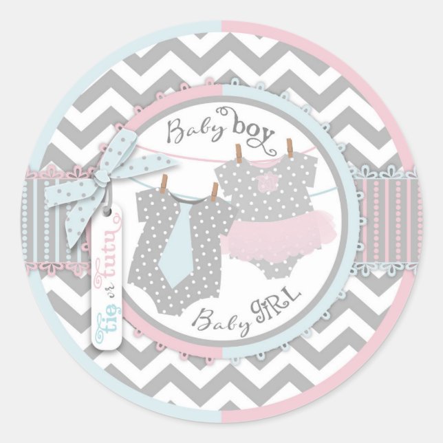Sticker Rond Cravate Tutu Chevron Révélation de genre (Devant)