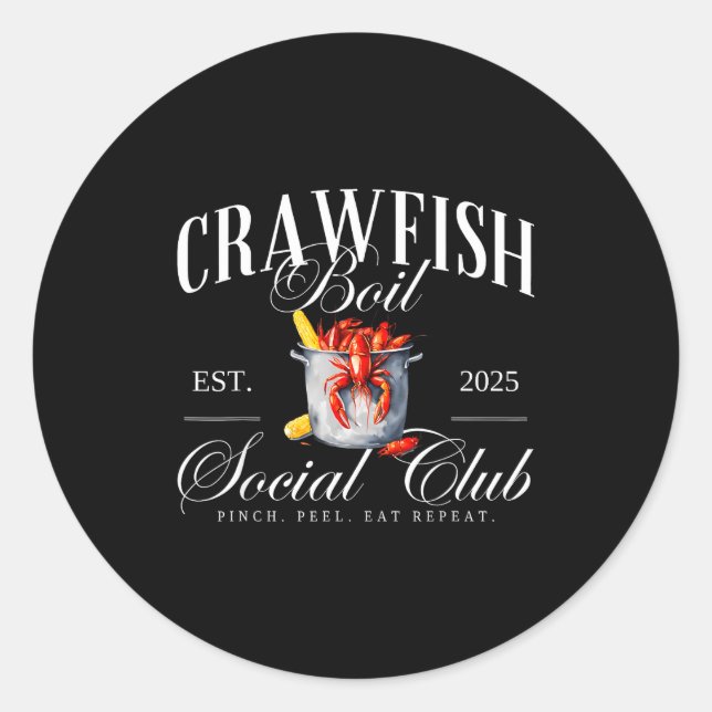 Sticker Rond Crawfish Boil Social Club Cajun Seafood Festival S (Devant)