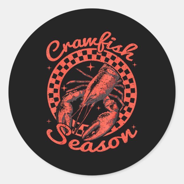Sticker Rond Crawfish Season Crawfish Boil Lobster Cajun Men Wo (Devant)