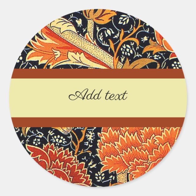 Sticker Rond Cray, un design William Morris, Modèle (Devant)
