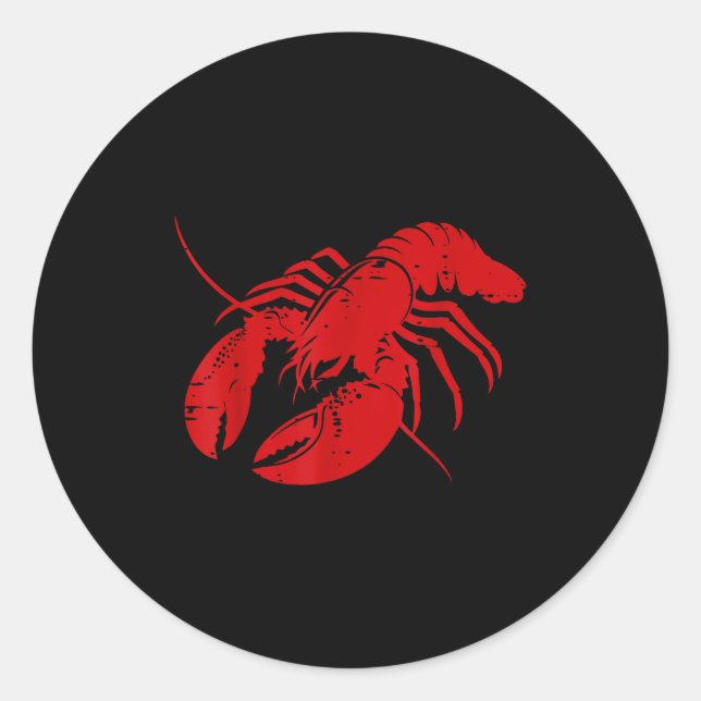 Sticker Rond Crayfish Lobster Red Silhouette Crawfish Men Women (Devant)