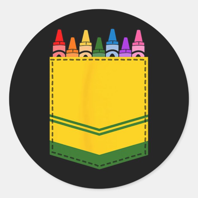 Sticker Rond Crayon Boîte de poche Enseignant Costume cadeau (Devant)