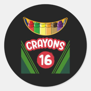Sticker Rond Crayon Box Fun Enseignant Étudiant Crayon Squad Ha