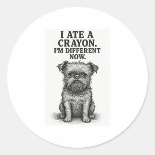Sticker Rond Crayon Chaos � Funny Brussels Griffon Dog Meme Des