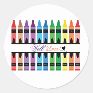 Sticker Rond Crayon Crayon Coloré Bien Fait Enseignant Pencils