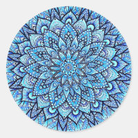 Crayon de couleur bleue Dessin à la main Mandala D