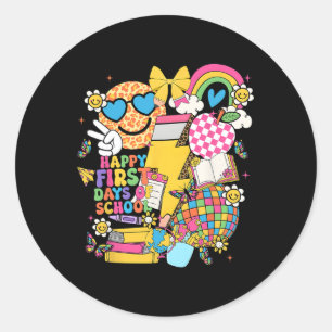 Sticker Rond Crayon éclair premier jour d'école heureux